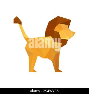 Illustrazione di un moderno design piatto con il leone origami isolato su sfondo bianco Foto Stock