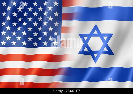 USA misti e bandiera di Israele, tridimensionale, rendering immagine Foto Stock