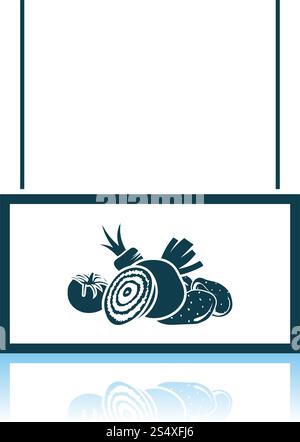 Verdure Dipartimento di mercato e la relativa icona. Ombra di Design di riflessione. Illustrazione Vettoriale. Illustrazione Vettoriale