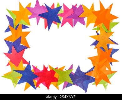 Il telaio da stelle di carta con taglio su tela isolati su sfondo bianco Foto Stock