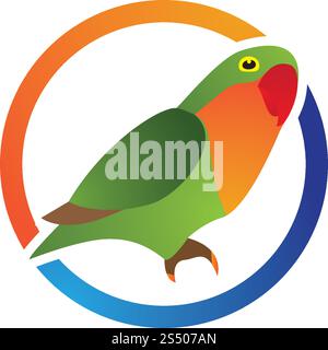 Design vettoriale del logo dell'uccello pappagallo Illustrazione Vettoriale