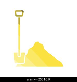 Icona della pala e della sabbia da costruzione. Icona della pala e della sabbia da costruzione. Design piatto a colori. Illustrazione vettoriale. Foto Stock