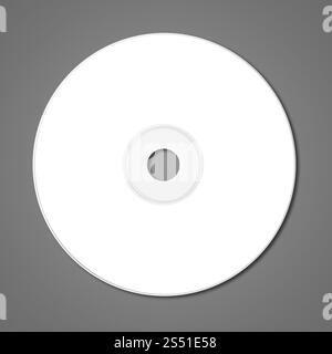 Modello di mockup di etichette CD - DVD bianco isolato su sfondo grigio scuro. White CD - modello DVD mockup isolato su Dark Grey Foto Stock