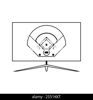 Tv Baseball Icona di traduzione. Linea sottile design. Illustrazione Vettoriale. Foto Stock