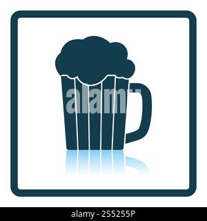 Boccale di birra icona. Ombra di design di riflessione. Illustrazione Vettoriale. Foto Stock