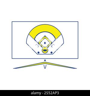 Tv Baseball Icona di traduzione. Linea sottile design. Illustrazione Vettoriale. Foto Stock