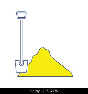 Icona della costruzione di pala e sabbia. Linea sottile design. Illustrazione Vettoriale. Foto Stock