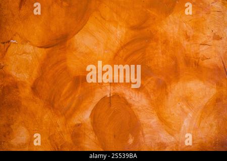 Parete testurizzata sfondo dipinto spazzolato, Abstract colore olio arancione Foto Stock