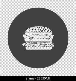 Icona di hamburger. Sottrarre il design stencil sulla griglia tranparency. Illustrazione Vettoriale. Foto Stock