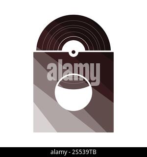 Dischi in Vinile in icona a forma di busta. Schermo piatto a colori e design. Illustrazione Vettoriale. Foto Stock