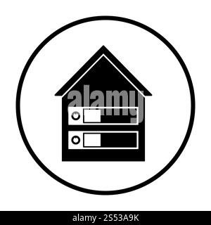 Icona del datacenter. Cerchio sottile design Stencil. Illustrazione Vettoriale. Foto Stock