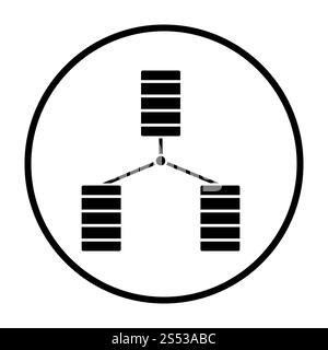 Icona del database. Cerchio sottile design Stencil. Illustrazione Vettoriale. Foto Stock