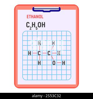 Icona della formula etanolo. Illustrazione piatta dell'icona del vettore della formula dell'etanolo per la progettazione Web. Icona della formula di etanolo, stile piatto Foto Stock