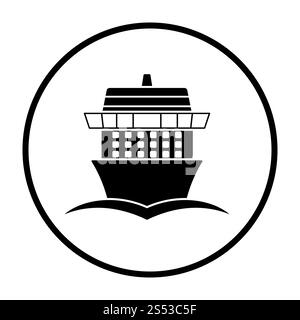 Crociera icona vista anteriore. Cerchio sottile design Stencil. Illustrazione Vettoriale. Foto Stock