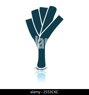 Il Porro cipolla icona su sfondo grigio. Ombra di Design di riflessione. Illustrazione Vettoriale. Foto Stock