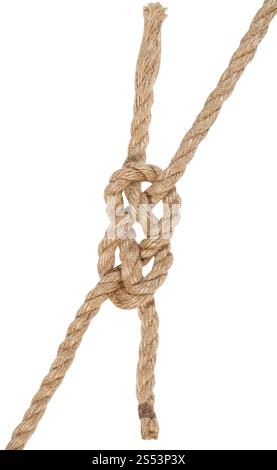 Carrick bend knot unendo due cavi isolati su sfondo bianco Foto Stock