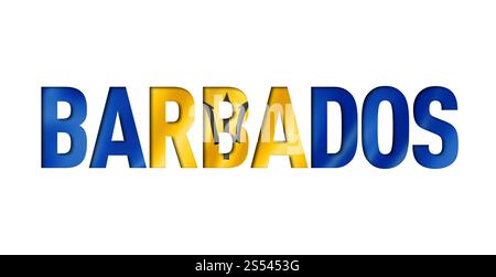 font testo flag barbados. Sfondo simbolo nazione. font testo flag barbados Foto Stock