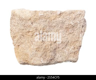 primo piano di un campione di minerale naturale proveniente dalla collezione geologica - roccia di dolomite grigia non lucidata isolata su sfondo bianco. grigio non lucido Foto Stock