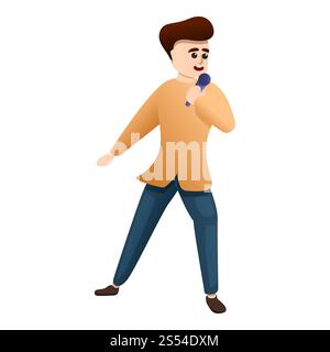 Mostra l'icona del cantante. Cartone animato dell'icona vettoriale del cantante dello spettacolo per il web design isolato su sfondo bianco. Mostra l'icona del cantante, lo stile dei cartoni animati Foto Stock