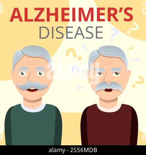 Informazioni generali sul concetto di malattia di Alzheimer. Illustrazione cartoon di alzheimers malattia vettore concetto di sfondo per il web design. Alzheimers concetto di fondo, stile di cartone animato Illustrazione Vettoriale