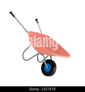 carriola, carrello per calcestruzzo vuoto isolato su sfondo bianco Foto Stock