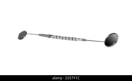 specchio dentale isolato su bianco Foto Stock