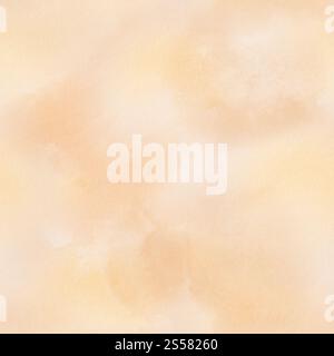 Sfondo senza cuciture con spruzzi di acquerelli e sottoflussi in calda scala pesco-beige come aggiunta alla collezione autunnale del festival delle zucche. Il Foto Stock