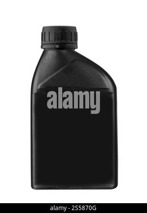 Canister con olio macchina isolato su bianco Foto Stock