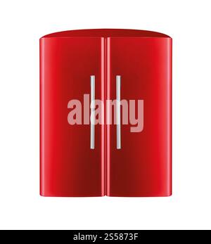 Frigorifero in stile americano isolato su bianco Foto Stock