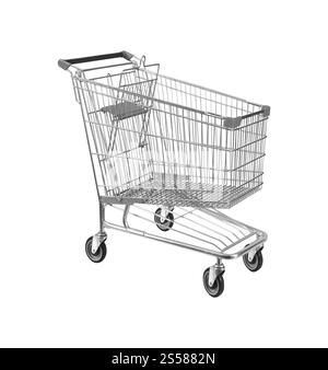 Carrello spesa, isolato su bianco Foto Stock