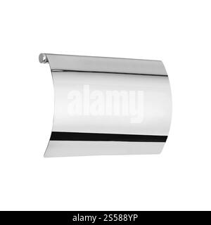un portarotoli cromato isolato su bianco Foto Stock