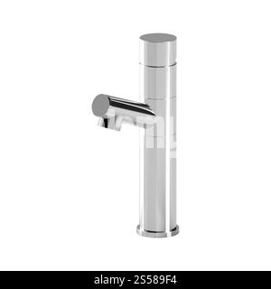 Rubinetto metallico isolato su bianco Foto Stock