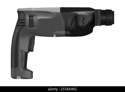 trapano, cacciavite isolato su bianco Foto Stock