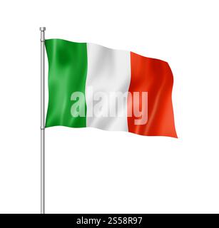 Bandiera dell'Italia, tridimensionale, rendering isolato su bianco Foto Stock