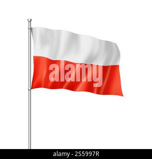 Bandiera della Polonia, resa tridimensionale, isolata sul bianco. Bandiera polacca isolata su bianco Foto Stock