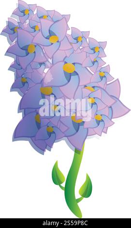 Icona ramo lilla. Cartone animato dell'icona vettoriale del ramo lilla per il web design isolato su sfondo bianco. Icona del ramo lilla, stile cartoni animati Illustrazione Vettoriale