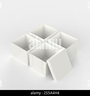 3d open casella vuota come pensare al di fuori del concetto di scatola Foto Stock