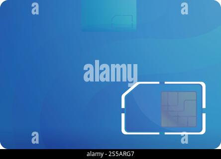 Icona blu della scheda sim. Cartoni animati dell'icona vettoriale della scheda sim blu per il web design isolato su sfondo bianco. Icona blu della scheda sim, stile cartone animato Illustrazione Vettoriale