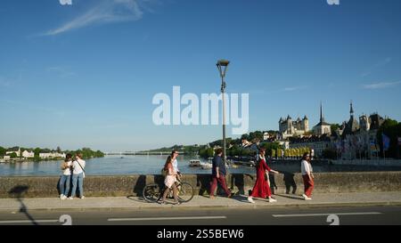 Saumur (Francia occidentale): Ponte Cessart sul fiume Loira Foto Stock