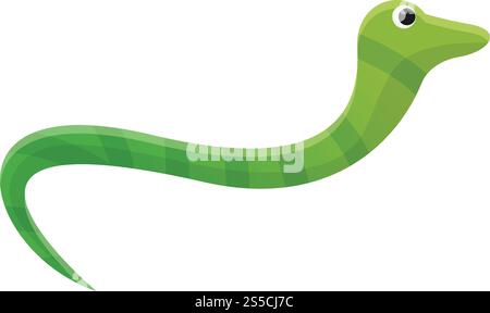 Icona serpente verde. Cartone animato con icona vettoriale di serpente verde per il web design isolato su sfondo bianco. Icona di serpente verde, stile cartoni animati Illustrazione Vettoriale