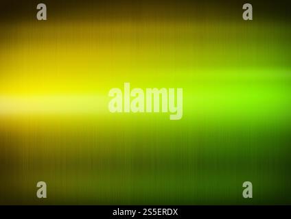 Colorato lucido metallo spazzolato. Gradiente da giallo a verde. Sfondo con trama di sfondo orizzontale. Colorato lucido metallo spazzolato. Gradiente da Foto Stock