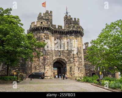 Castello di Lancaster - il cancello. Proprietà del Ducato di Lancaster, risalente a 1000 anni fa, edificio classificato di primo livello. Ex prigione. Castello normanno. Foto Stock