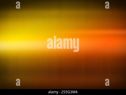 Colorato lucido metallo spazzolato. Gradiente da giallo a rosso. Sfondo con trama di sfondo orizzontale. Colorato lucido metallo spazzolato. Gradiente da Foto Stock