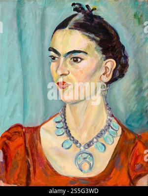 Frida Kahlo (1907-1954), pittrice messicana, ritratto ad olio su tela di Magda Pach, 1933 Foto Stock