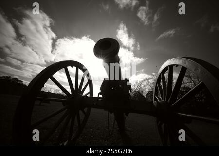 Cannon visto sul campo di battaglia di Chickamauga a Chickamauga e al Parco militare nazionale di Chattanooga. Foto Stock