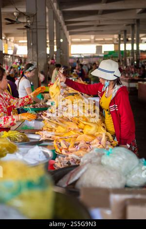 Mercato centrale di Battambang, Cambogia, Asia Foto Stock