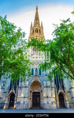Chiesa cattolica romana di Eglise Saint-Maurice edificio in stile neogotico con guglie in Rue Pierre-Mauroy nel centro storico di Lille Foto Stock