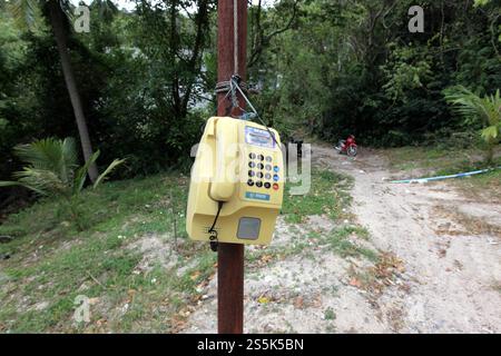 Un telefono su una strada sull'isola di Ko Tao nella provincia di Surat Thani in Thailandia, Thailandia, Ko Tao, marzo 2010. THAILANDIA SURAT THANI KO TAO ISLAND Foto Stock