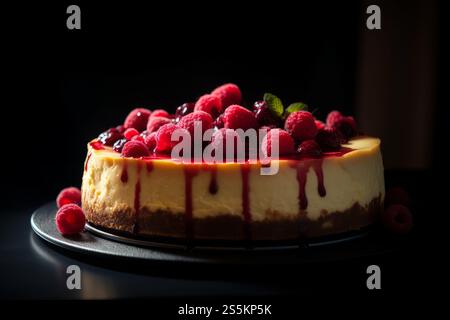 Dessert alle bacche di cheesecake. Forno a base di frutta. Generare intelligenza artificiale Foto Stock