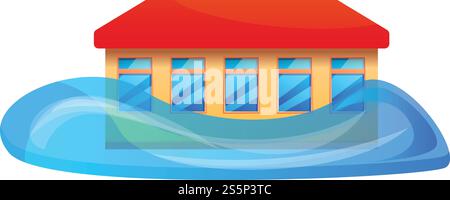 Icona del diluvio scolastico. Cartone animato dell'icona vettoriale di alluvione scolastica per il web design isolato su sfondo bianco. Icona di allagamento scolastico, stile cartone animato Illustrazione Vettoriale